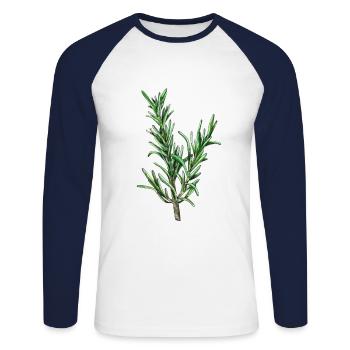 Rosemary, Rosmarinus officinalis - Unisex Long Sleeve Baseball T-Shirt - white/navy - Front - Nik (191cm)