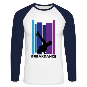 Breakdance - Unisex Baseballshirt langarm - Weiß/Navy - Vorne - Nik (191cm)