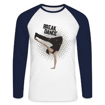 break dancing - Unisex Long Sleeve Baseball T-Shirt - white/navy - Front - Nik (191cm)