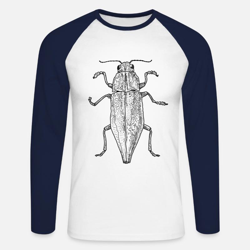 Prachtkäfer / Buprestidae - Unisex Baseballshirt langarm - Weiß/Navy