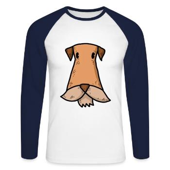 Airedale Terrier comic cartoon - Unisex Long Sleeve Baseball T-Shirt - white/navy - Front - Nik (191cm)