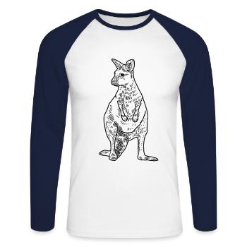 Wallaby - Unisex Long Sleeve Baseball T-Shirt - white/navy - Front - Nik (191cm)