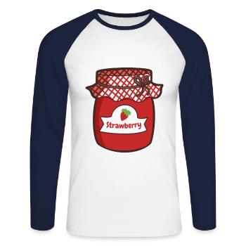 Confiture de fraise - T-shirt baseball manches longues Homme - blanc/marine - Devant - Nik (191cm)