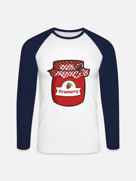 Erdbeermarmelade - Unisex Baseballshirt langarm - Weiß/Navy