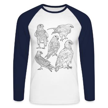 Birds of prey, birds of prey - Unisex Long Sleeve Baseball T-Shirt - white/navy - Front - Nik (191cm)