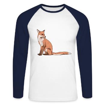 Fuchs - Unisex Baseballshirt langarm - Weiß/Navy - Vorne - Nik (191cm)