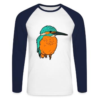 Eisvogel - Unisex Baseballshirt langarm - Weiß/Navy - Vorne - Nik (191cm)