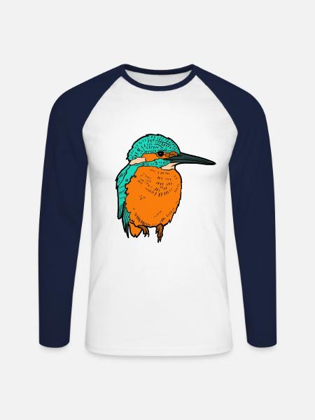 kingfisher - Unisex Long Sleeve Baseball T-Shirt - white/navy