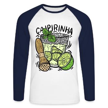 Cocktail caipirinha - T-shirt baseball manches longues Homme - blanc/marine - Devant - Nik (191cm)