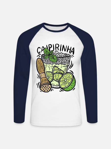 Caipirinha cocktail - Unisex Long Sleeve Baseball T-Shirt - white/navy