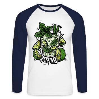 Mojito cocktail - Unisex Long Sleeve Baseball T-Shirt - white/navy - Front - Nik (191cm)