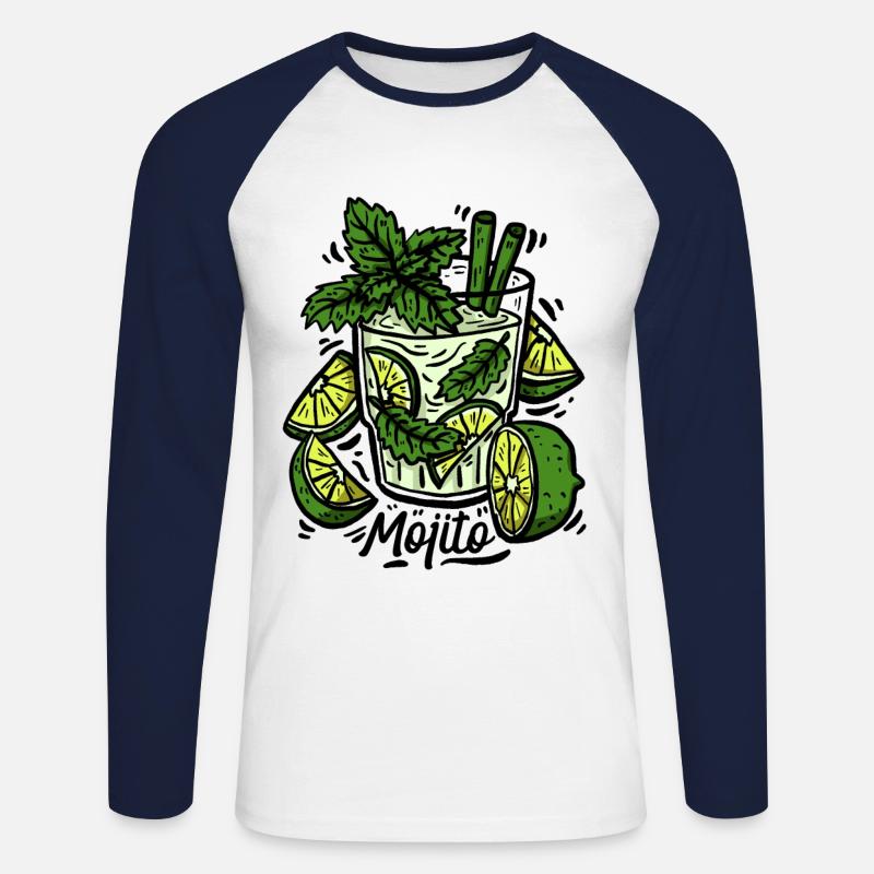 Mojito Cocktail - Unisex Baseballshirt langarm - Weiß/Navy