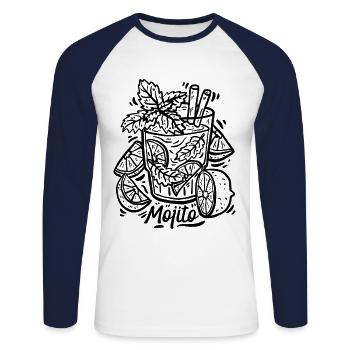 Mojito cocktail - Unisex Long Sleeve Baseball T-Shirt - white/navy - Front - Nik (191cm)