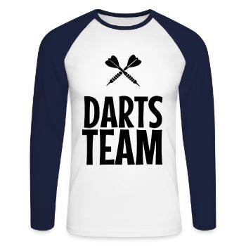 Darts team dart player dart shirt gift idea - Unisex Long Sleeve Baseball T-Shirt - white/navy - Front - Nik (191cm)