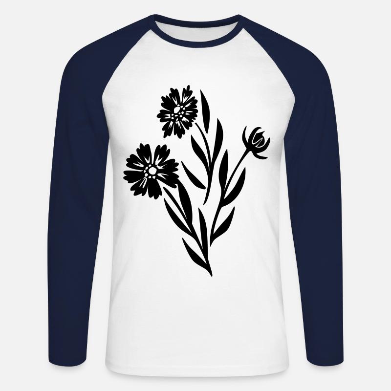 Blumen Blumenkind flower fleur Geschenkidee - Unisex Baseballshirt langarm - Weiß/Navy