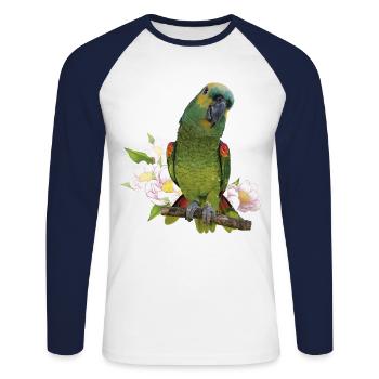 The blue-fronted amazon - Unisex Long Sleeve Baseball T-Shirt - white/navy - Front - Nik (191cm)