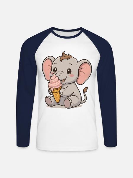 Age with Elephant - Unisex Long Sleeve Baseball T-Shirt - white/navy