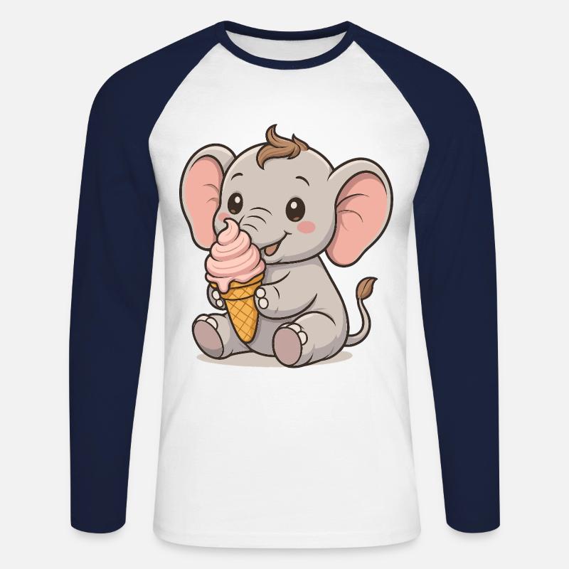 Eiszeit mit Elefant - Unisex Baseballshirt langarm - Weiß/Navy