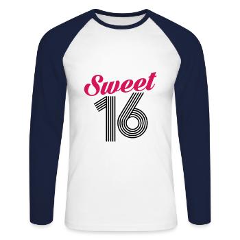 Birthday 16 years SWEET 16 - Unisex Long Sleeve Baseball T-Shirt - white/navy - Front - Nik (191cm)