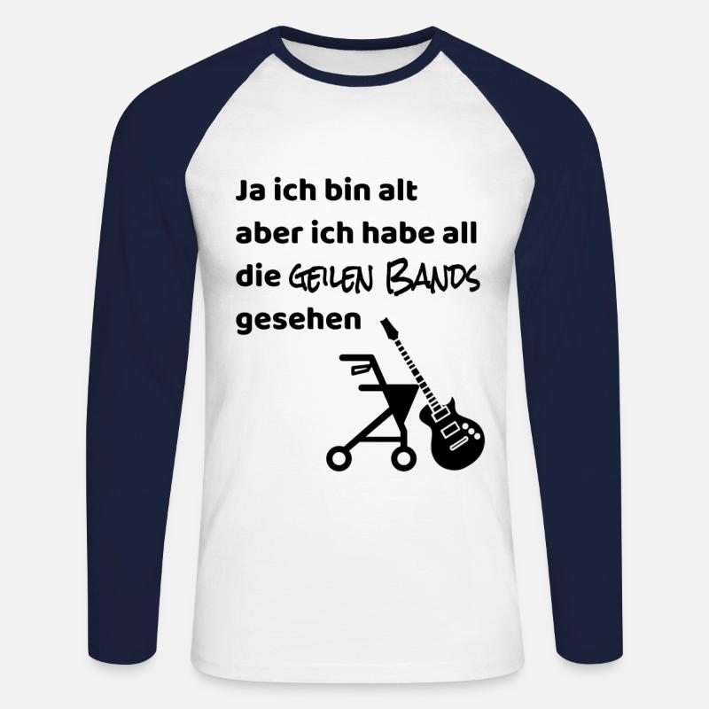 Rollator mit Gitarre - Unisex Baseballshirt langarm - Weiß/Navy