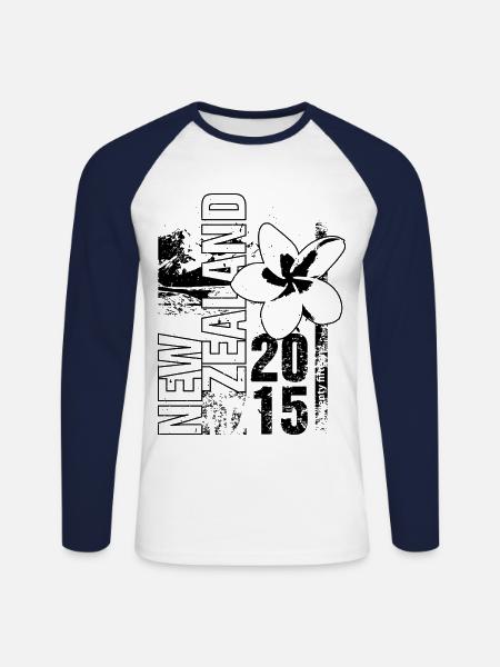 New Zealand 2015 - Unisex Baseballshirt langarm - Weiß/Navy