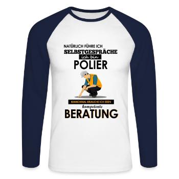 Polished Shirt • Construction Site • Site Manager Gift - Unisex Long Sleeve Baseball T-Shirt - white/navy - Front - Nik (191cm)