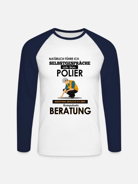 Polier Shirt • Baustelle • Bauleiter Geschenk - Unisex Baseballshirt langarm - Weiß/Navy