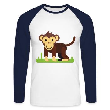 Dessin animé de singe encore - T-shirt baseball manches longues Homme - blanc/marine - Devant - Nik (191cm)