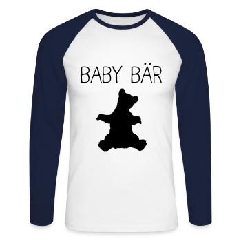 Bébé ours ours - T-shirt baseball manches longues Homme - blanc/marine - Devant - Nik (191cm)