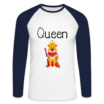 King Queen Partnerlook - T-shirt baseball manches longues Homme - blanc/marine - Devant - Nik (191cm)