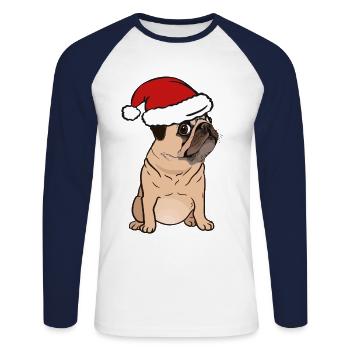 Nicholas Noël Carlin - T-shirt baseball manches longues Homme - blanc/marine - Devant - Nik (191cm)