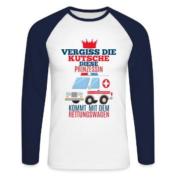 Rettungssanitäter Shirt Prinzessin Geschenk - Unisex Baseballshirt langarm - Weiß/Navy - Vorne - Nik (191cm)