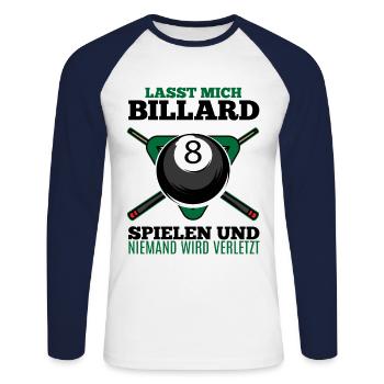 Billard shirt • Billard spielen • Geschenk - Unisex Baseballshirt langarm - Weiß/Navy - Vorne - Nik (191cm)