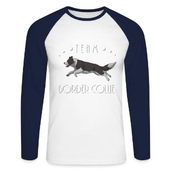 Team Border Collie - Black and White - T-shirt baseball manches longues Homme - blanc/marine - Devant - Nik (191cm)