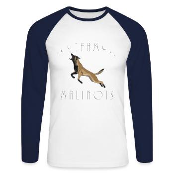 Team Malinois - Unisex Long Sleeve Baseball T-Shirt - white/navy - Front - Nik (191cm)