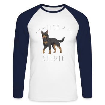 Team Kelpie - Black and Tan - T-shirt baseball manches longues Homme - blanc/marine - Devant - Nik (191cm)
