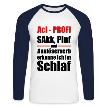 AcI Profi Latein Fremdsprache Schüler - Unisex Baseballshirt langarm - Weiß/Navy - Vorne - Nik (191cm)