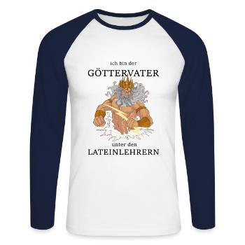 Lateinlehrer Jupiter Göttervater Lehrer Latein - Unisex Baseballshirt langarm - Weiß/Navy - Vorne - Nik (191cm)