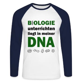 Biologie Lehrer DNA Biologe Bio - Unisex Baseballshirt langarm - Weiß/Navy - Vorne - Nik (191cm)