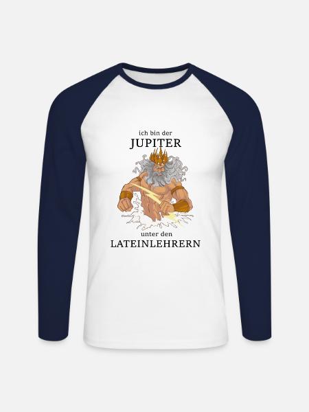 Jupiter unter den Lateinlehrern - Unisex Baseballshirt langarm - Weiß/Navy