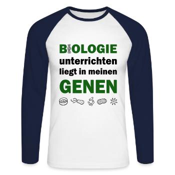 Biologie Lehrer Gene Biologe Bio - Unisex Baseballshirt langarm - Weiß/Navy - Vorne - Nik (191cm)