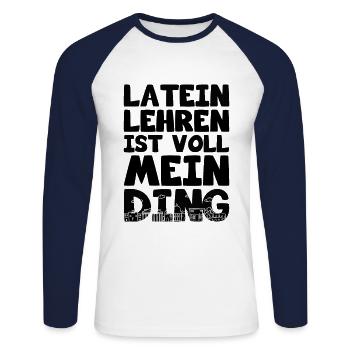 Lateinlehrer Latein Lehrer Rom - Unisex Baseballshirt langarm - Weiß/Navy - Vorne - Nik (191cm)