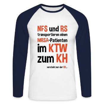 Notfallsanitäter Rettungssanitäter Spruch - Unisex Baseballshirt langarm - Weiß/Navy - Vorne - Nik (191cm)
