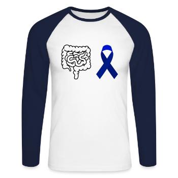 Cancer du côlon côlon Cancer Cancer Bleu - T-shirt baseball manches longues Homme - blanc/marine - Devant - Nik (191cm)