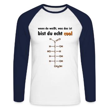 Glucose Chemie Biologie Lehrer - Unisex Baseballshirt langarm - Weiß/Navy - Vorne - Nik (191cm)
