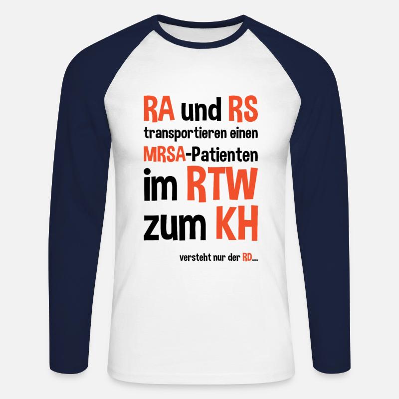 Rettungsassistent Rettungssanitäter Spruch - Unisex Baseballshirt langarm - Weiß/Navy