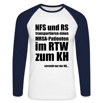 Rettungsdienst Notfallsanitäter Sanitäter - Unisex Baseballshirt langarm - Weiß/Navy - Vorne - Nik (191cm)