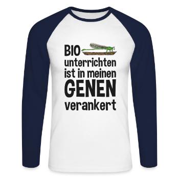 Biologie Lehrer Biolehrer Bio Unterricht - Unisex Baseballshirt langarm - Weiß/Navy - Vorne - Nik (191cm)