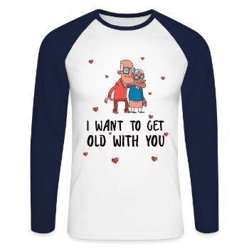 Together Old Couples Love Romantic - Unisex Long Sleeve Baseball T-Shirt - white/navy - Front - Nik (191cm)
