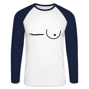 Cancer du sein cicatrice seins combattante - T-shirt baseball manches longues Homme - blanc/marine - Devant - Nik (191cm)